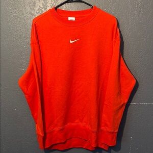 Nike center swoosh Red Crewneck Sweater